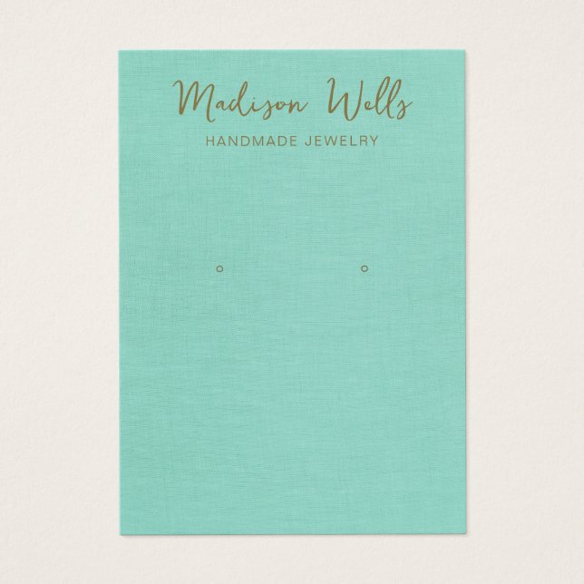 Porte-oreille en lin turquoise (Devant)