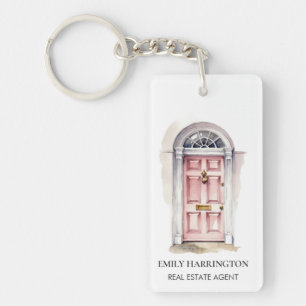 Porte rose aquarelle logo agent immobilier