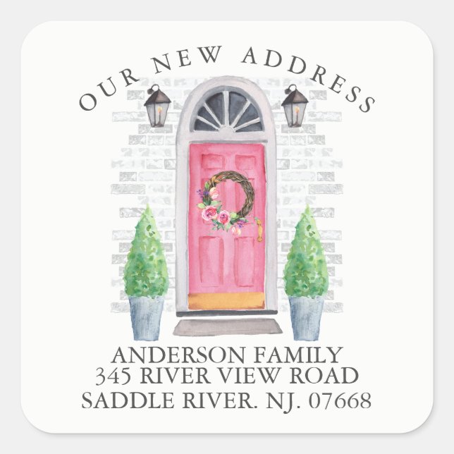 Porte rose | Nouveau Sticker Étiquette de adresse  (Devant)