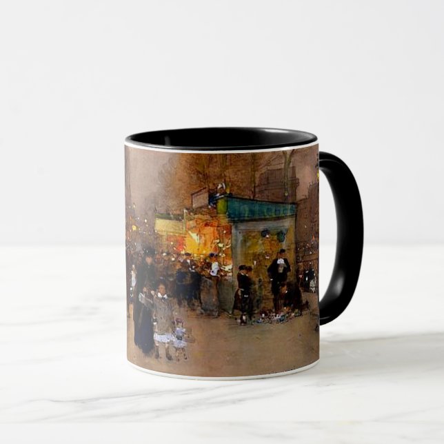 Porte Saint Martin zu Weihnachten in Paris Tasse (VorderseiteRechts)