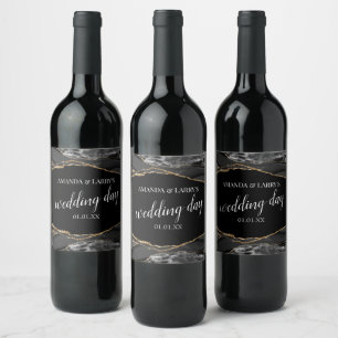 Porte-vin en marbre noir et or Étiquette