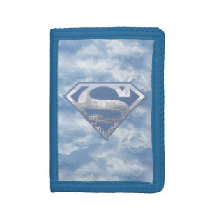 Portefeuille À 3 Volets Superman S-Shield   Logo de la ville bleu clair