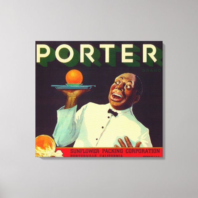 Porter Orange LabelPorterville, CA Leinwanddruck (Vorderseite)