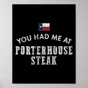 Porterhouse-Steak Rare Medium Abendessen Texas Bee Poster