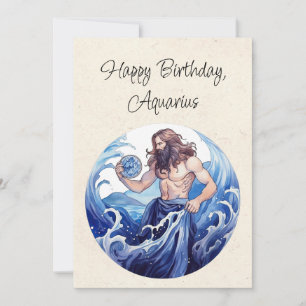 Porteur d'eau Aquarius Zodiac Carte plat d'anniver