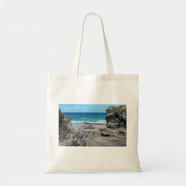 Porth Strand Newquay Cornwall Fotografie Tragetasche (Vorne)