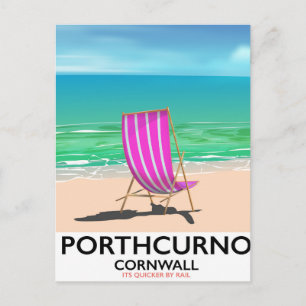 Porthcurno Cornwall Strand Reiseplakat Postkarte
