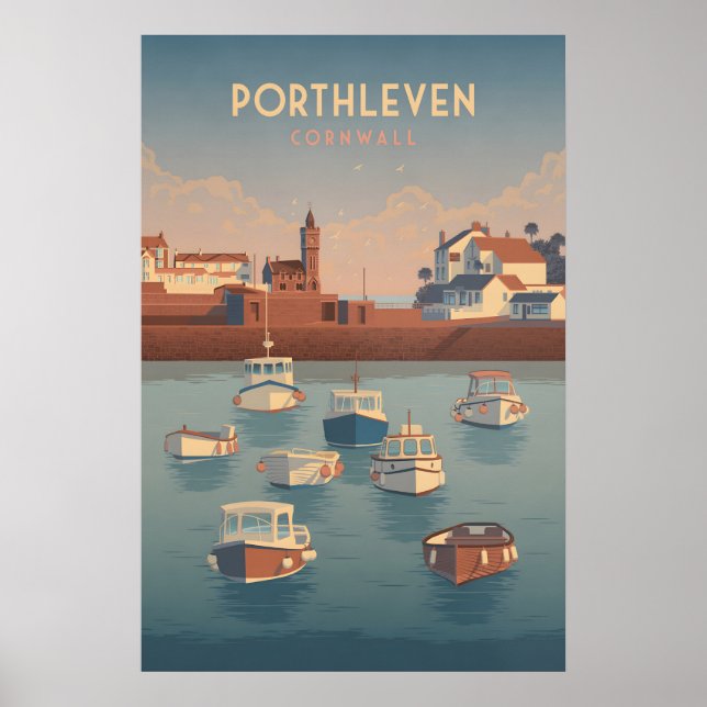 Porthleven Cornwall Reiseplakat Poster (Vorne)