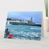 Porthleven Uhrturm + Gewartet für Fischskulpturen
