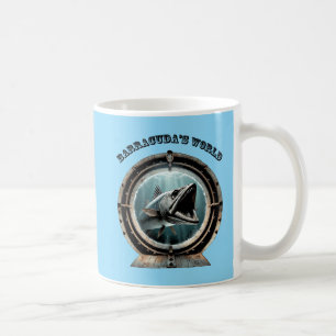 Porthole Aussicht auf einen Barracuda Fisch Unterw Kaffeetasse