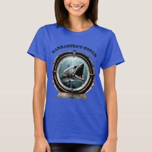 Porthole Aussicht auf einen Barracuda Fisch Unterw T-Shirt