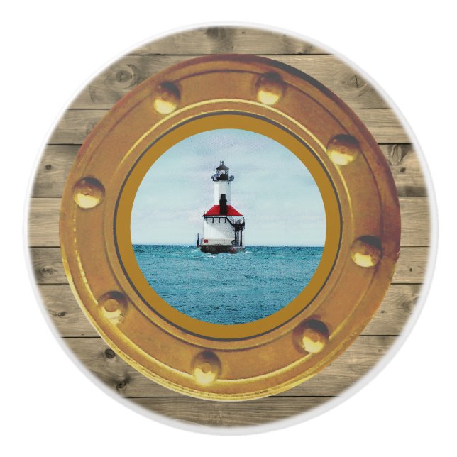 Porthole Lighthouse Ceramic Pull Keramikknauf (Vorderseite)