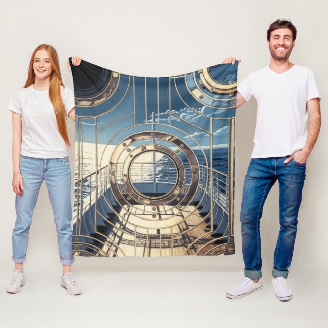 Porthole Nautical Ocean Liner Luxury Art Deco Fleecedecke (Beispiel)