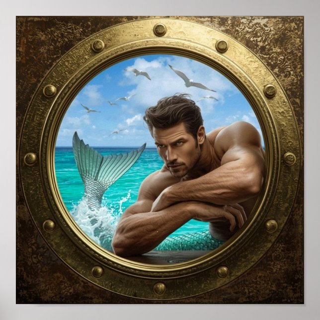 Porthole Poster Featuring Handsome Merman (Vorne)