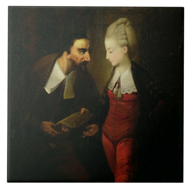 Portia und Shylock "vom Kaufmann von Venedig" A Fliese (Vorderseite)
