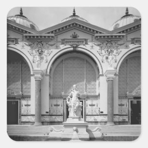 Portico und Brunnen an dem universellen Quadratischer Aufkleber