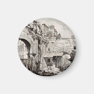 Portikus der Oktavia Rom Schwarz-Weiß-Kunst Magnet