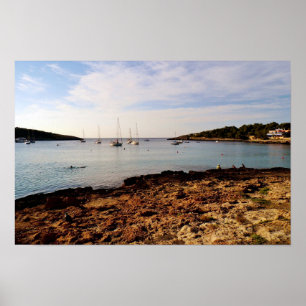 Portinatx Ibiza Bucht Seelandschaft mit Segelboote Poster