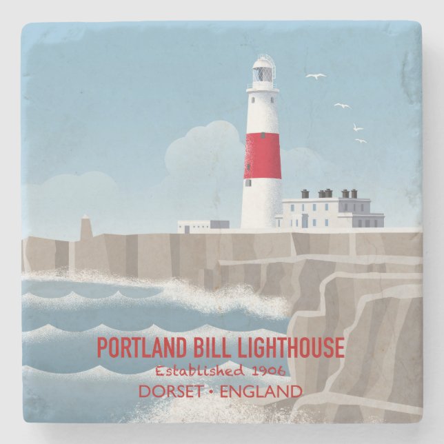 Portland Bill Leuchtturm Steinuntersetzer (Vorderseite)