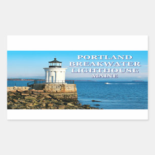Portland Breakwater Lighthouse, Maine Rechteckiger Aufkleber