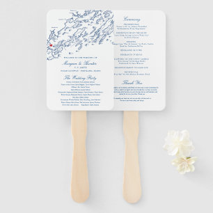 Portland Casco Bay Karte Hochzeitsprogramm Elegant Fächer