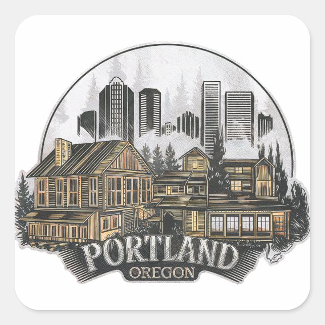 Portland City Oregon USA Quadratischer Aufkleber (Vorderseite)