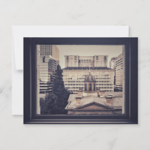 Portland Cityscape durch Fensterrahmen Postkarte