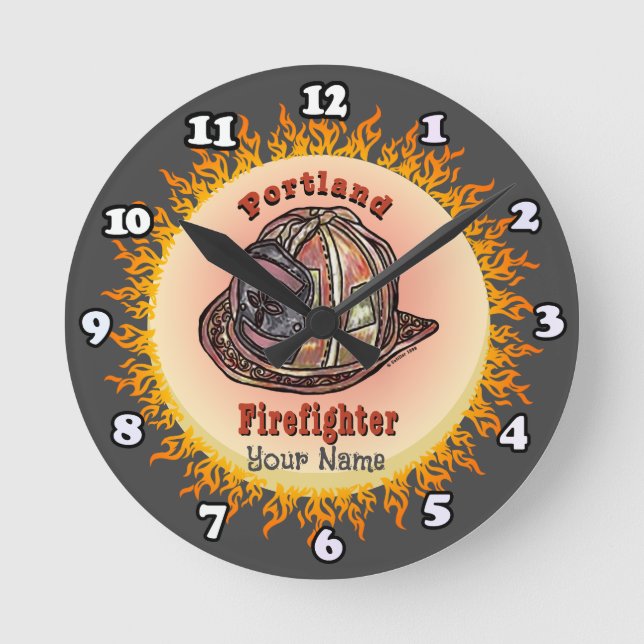 Portland Feuerwehruhr Runde Wanduhr (Vorderseite)