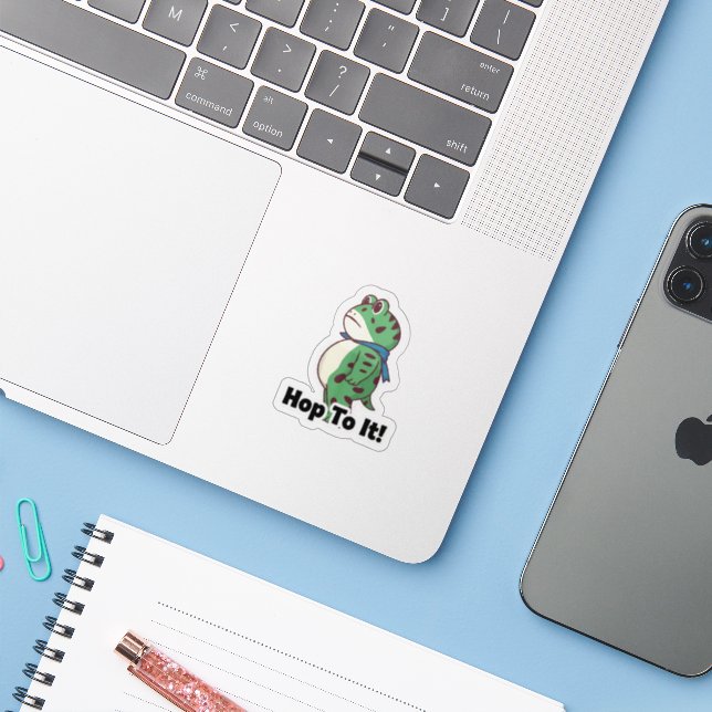 portland frog -Hop To It! Frog Sticker (Laptop mit iPhone)