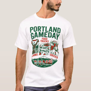 Portland Gameday Flanell Food Trucks Fußball T-Shirt