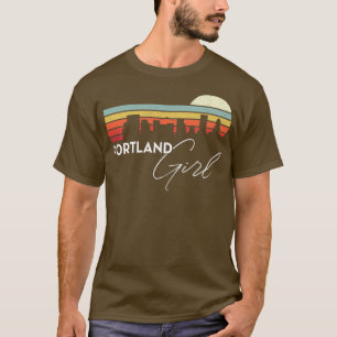 Portland Girl Retro Sunset City Skyline Souvenir T-Shirt