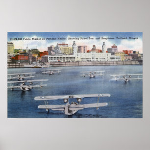 Portland-Hafen-Ansicht des allgemeinen Marktes Poster