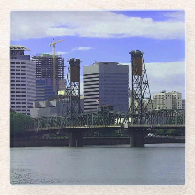 Portland Hawthorne Bridge #1 Glass Untersetzer (Vorderseite)