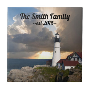 Portland Head Leuchtturm Maine Familienname Fliese
