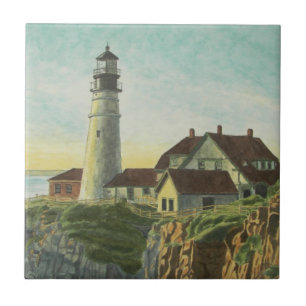 Portland Head Light Aquarell Fliese