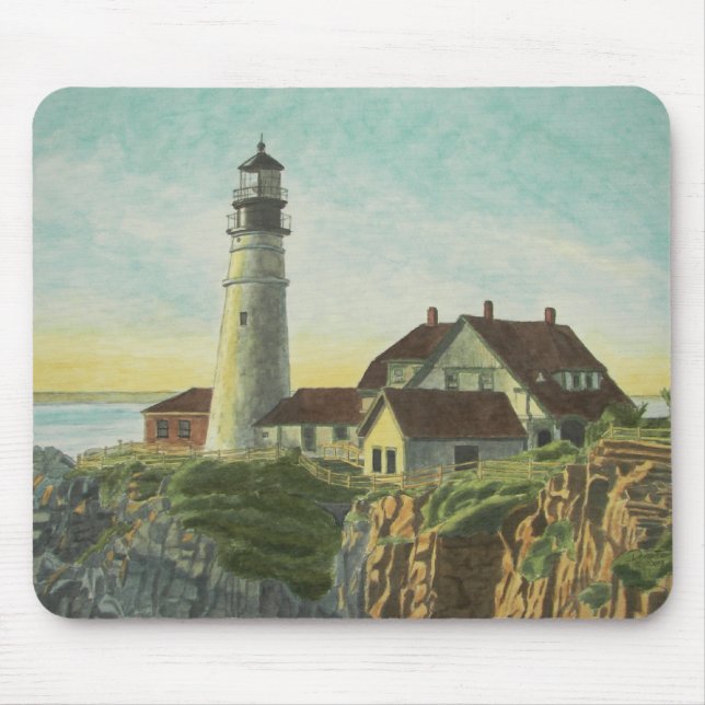 Portland Head Light Aquarell Mousepad (Vorne)