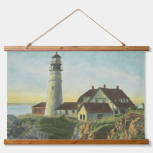 Portland Head Light Aquarell Wandteppich Mit Holzrahmen