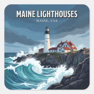 Portland Head Light Cape Elizabeth Maine Quadratischer Aufkleber