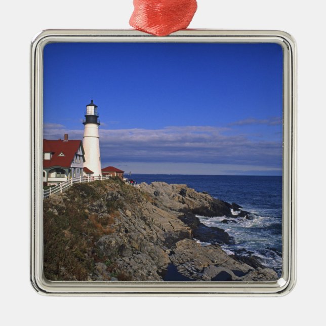 Portland Head Light Lighthouse Maine Ornament Aus Metall (Vorne)