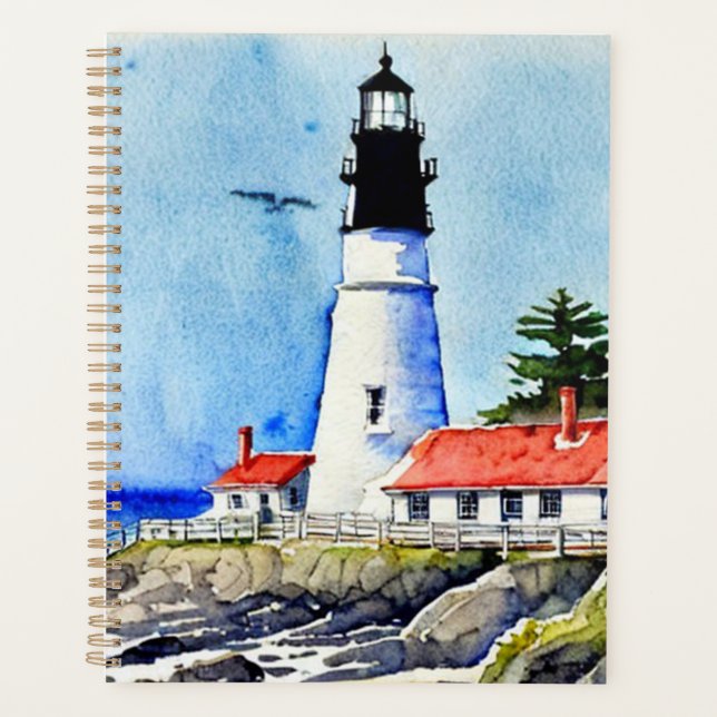 Portland Head Light Maine Watercolor (Devant)