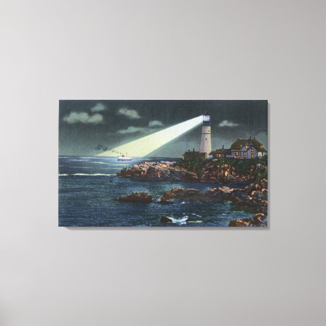 Portland Head Lighthouse in der Nacht Leinwanddruck (Vorderseite)