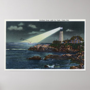 Portland Head Lighthouse in der Nacht Poster
