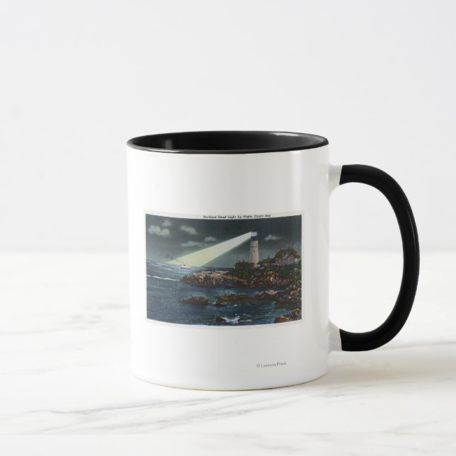 Portland Head Lighthouse in der Nacht Tasse (Rechts)
