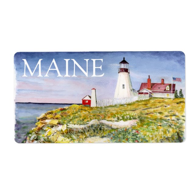 Portland Head Lighthouse Maine Aquarellmalerei (Vorne)