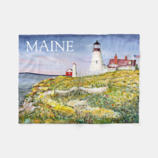 Portland Head Lighthouse Maine Aquarellmalerei Fleecedecke