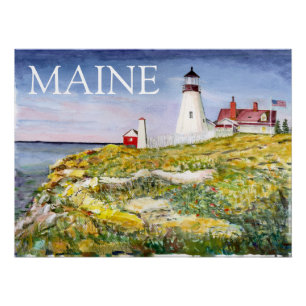 Portland Head Lighthouse Maine Aquarellmalerei Poster