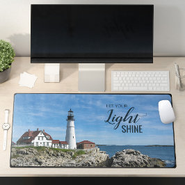 Portland Head Lighthouse Maine Inspiration Zitat Schreibtischunterlage