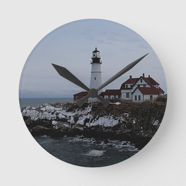 Portland Head Lighthouse Runde Wanduhr (Vorderseite)