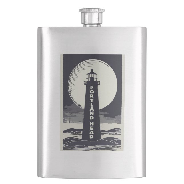 Portland Head Maine Lighthouse Moon Flachmann (Vorderseite)
