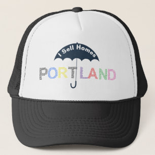 Portland Immobilien Häuser Schwarze Baseballkappe Truckerkappe